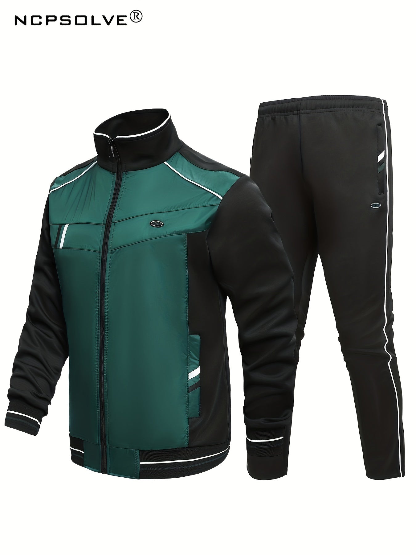 Men's Green Sports Suit Zip Up Jacket & Comfy Pants