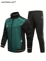 Men's Green Sports Suit Zip Up Jacket & Comfy Pants