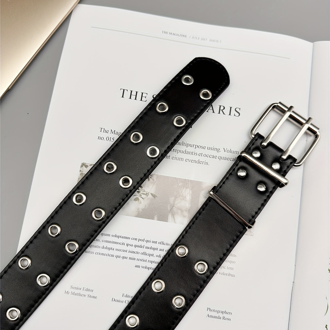 Unisex Double Needle Full Hole Hip Hop Rock Belt