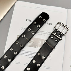Unisex Double Needle Full Hole Hip Hop Rock Belt