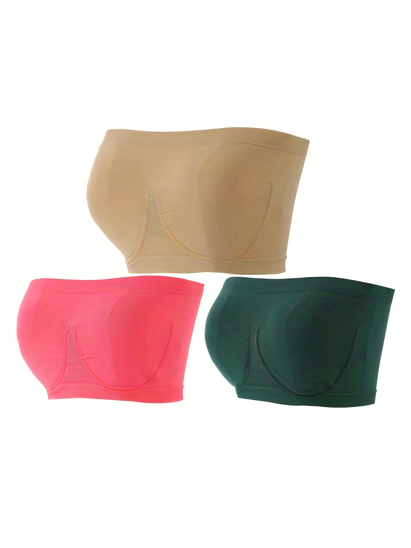 3pcs Strapless Bandeau Bra Comfort Stretchy Tube Top Women's Lingerie