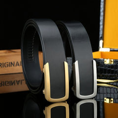 Men's Durable Cowhide Belt with Stainless Steel Buckle