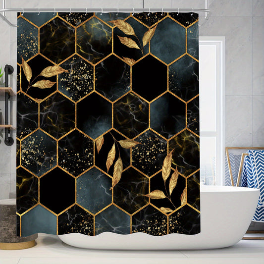 Modern Bee Trough Hexagonal Pattern Shower Curtain Set