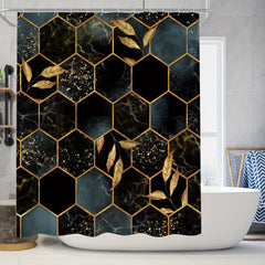 Modern Bee Trough Hexagonal Pattern Shower Curtain Set