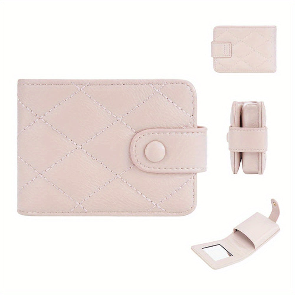 Quilted Flap Lipstick Bag Argyle Pattern with Mirror