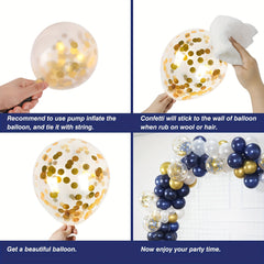 Navy & Gold Balloons Garland + Happy Birthday Banner Backdrop