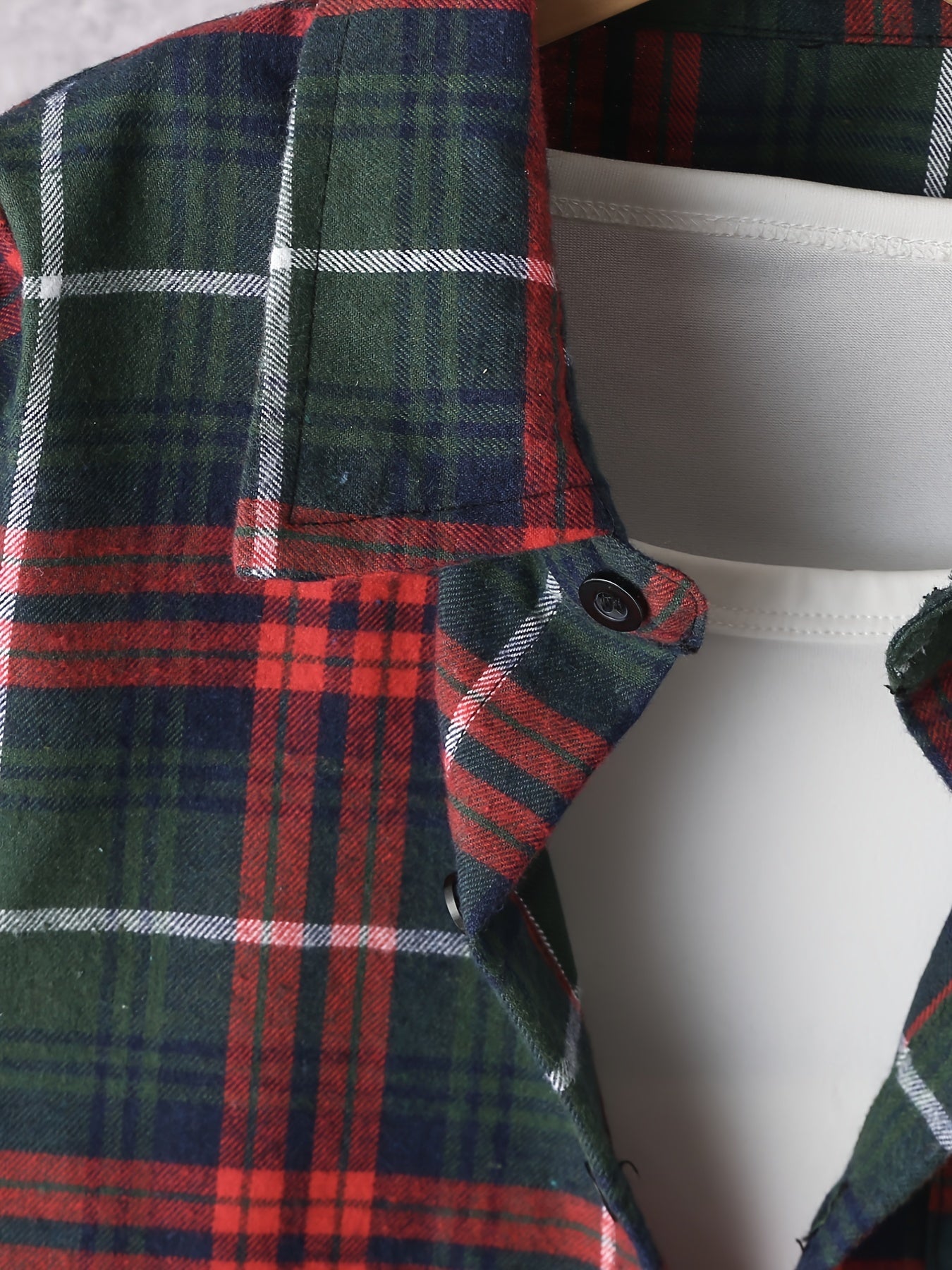 Boy's Plaid Long Sleeve Shirt Casual Slightly Stretch Breathable Button Up Shirt