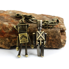 Mini Robot Car Keychain Retro Movable Alloy Key Chain Pendant Car Ornaments
