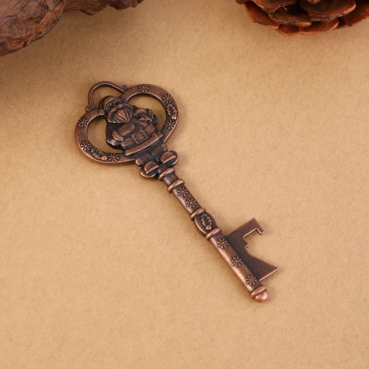 Santa Claus Key Bottle Opener Bronze Christmas Pendant Keychain