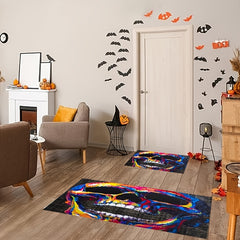 Halloween Skeleton Head Floor Mat Colorful Anti-Slip Carpet