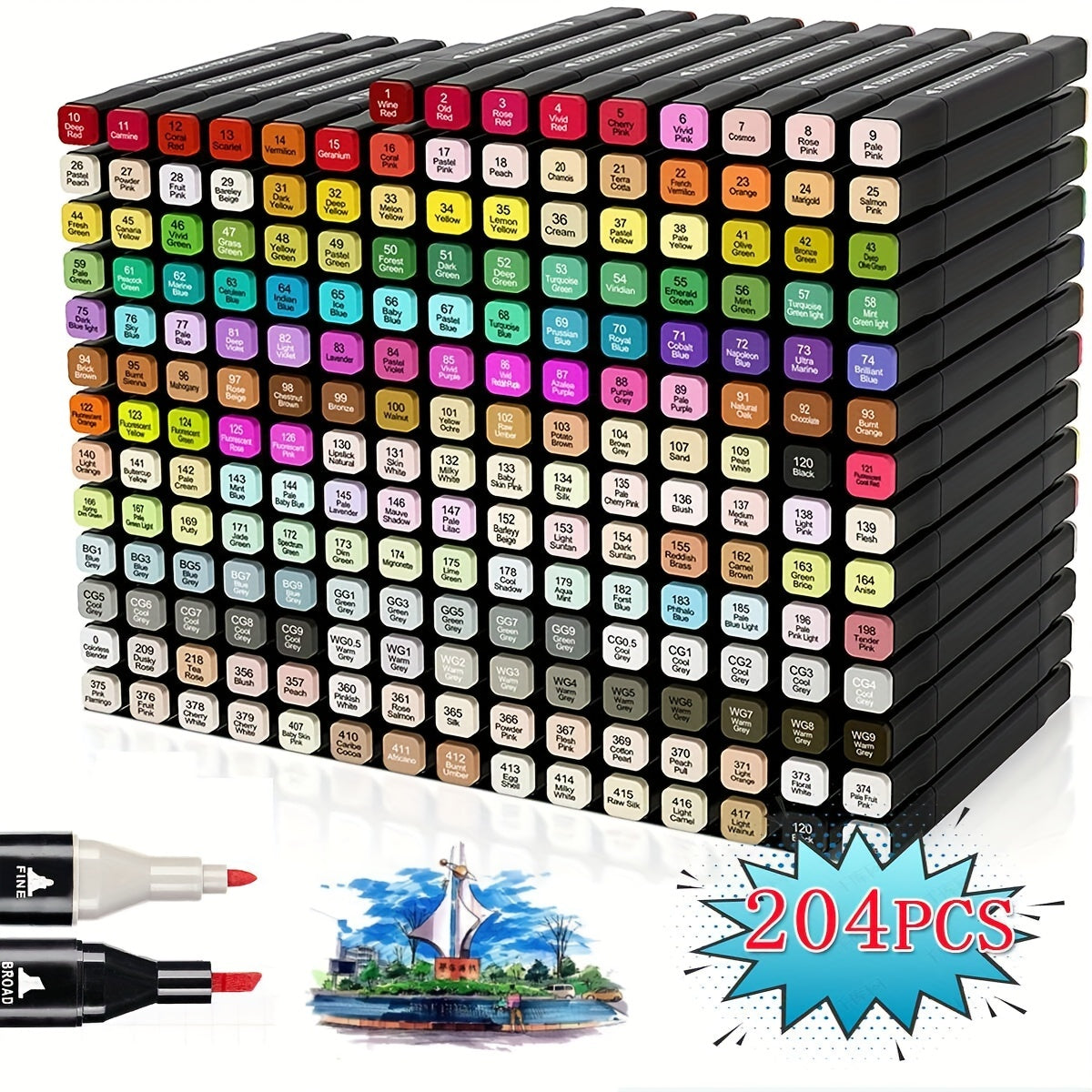 12pcs Art Marker Pen Set Alcoholic Markers Dual Tip Paint Marker Pen Set