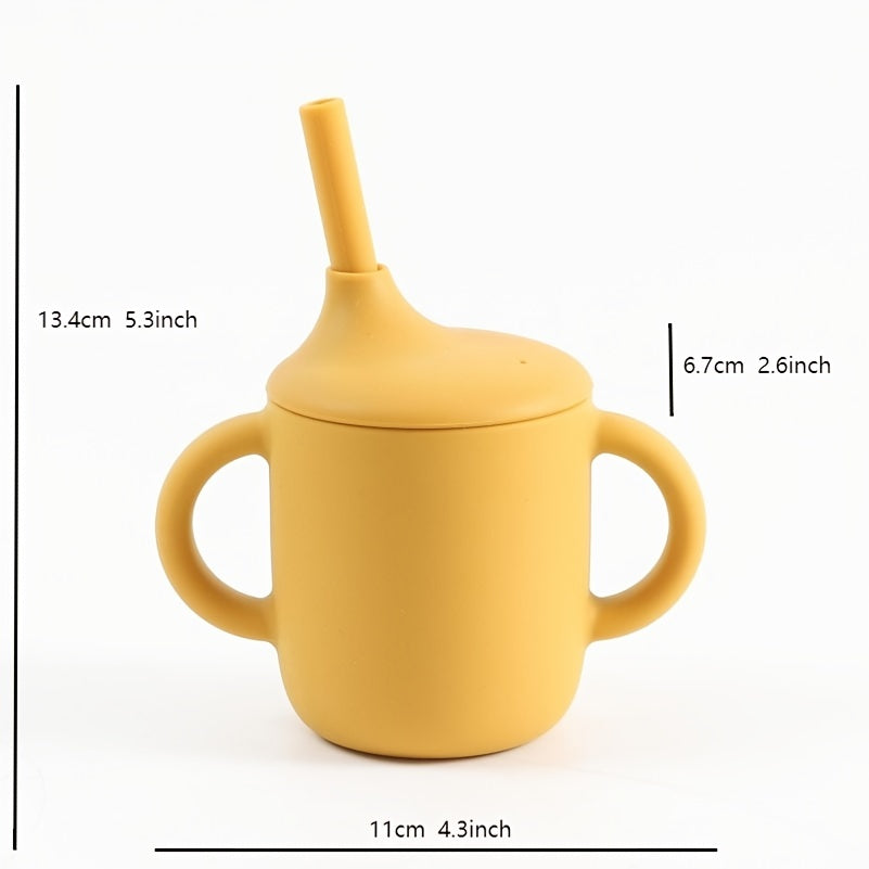 Children's Silicone Learning Cup with Straw and Handle