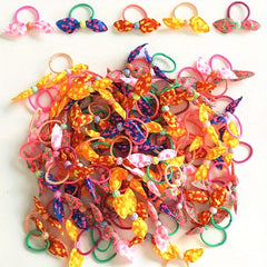 100pc Colourful Rabbit Ear Hair Bands Elastic Mixed Print Bowknot Hair Ropes