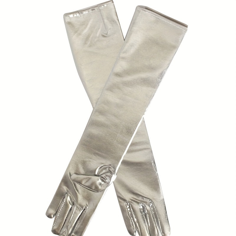 Bright Golden Long Gloves for Prom Party Wedding Bridal Gloves