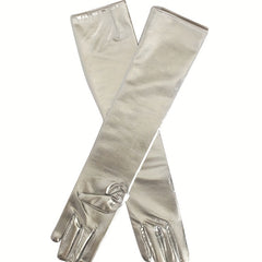 Bright Golden Long Gloves for Prom Party Wedding Bridal Gloves