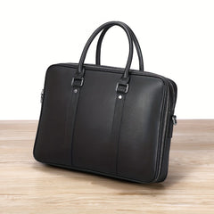 Men's Cowhide Leather Briefcase Business Handbag Large Capacity