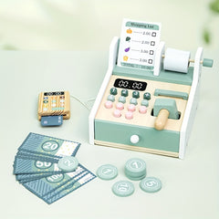 Wooden Toy Cash Register for Kids with Money Recognition and Arithmetic