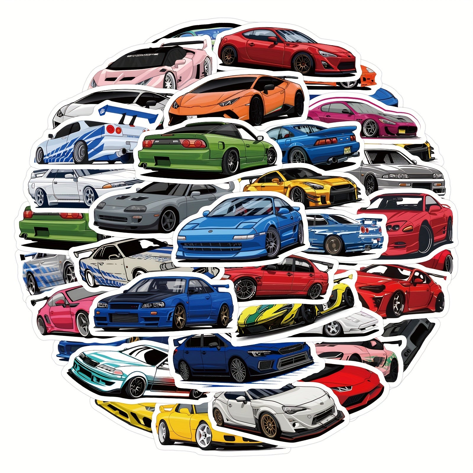 61-Piece JDM Car Stickers - Waterproof for Laptops, Phones