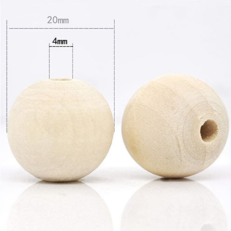 100pcs 20mm Round Wood Beads Unfinished Spacer Natural Craft DIY Art Supplies
