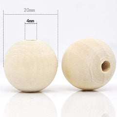 100pcs 20mm Round Wood Beads Unfinished Spacer Natural Craft DIY Art Supplies