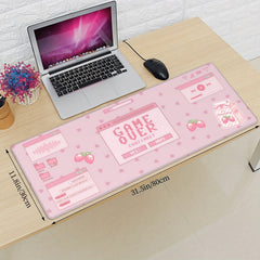 Pink Strawberry Milk Gaming Mouse Pad XL Large Extended Mousepad