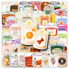 50pcs Scented Candles Fun Stickers Vinyl Decorative Bottles Hats Bicycles