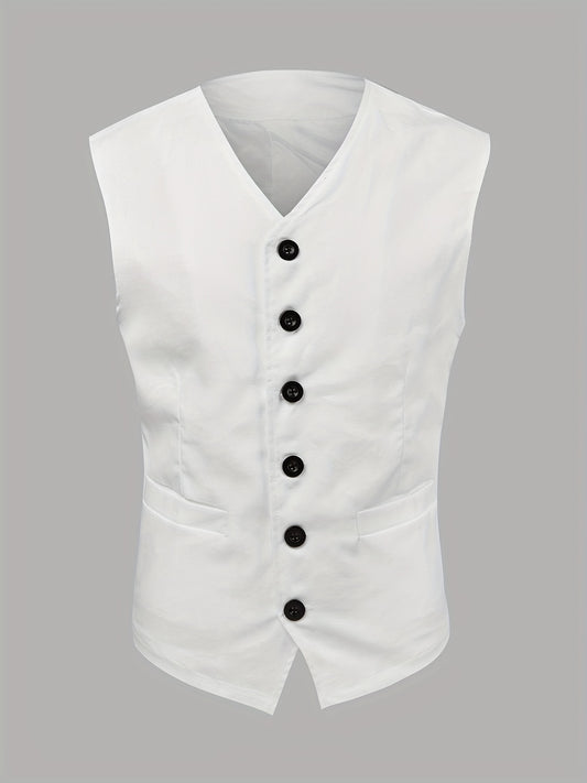 V Neck Smart Suit Trachten Vest Men's Casual Retro Style Waistcoat