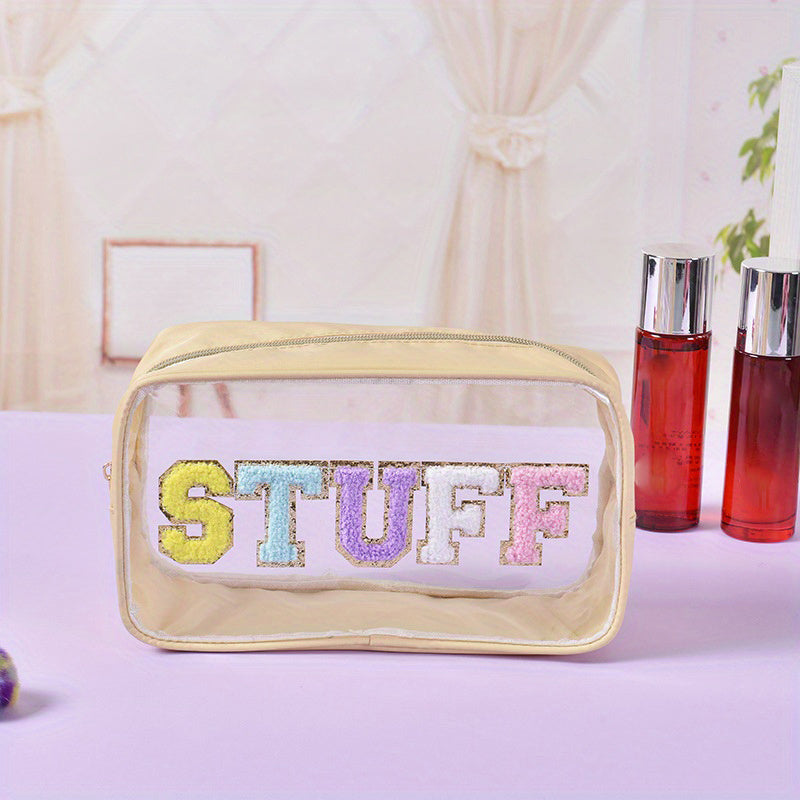 Letter Stuff Pattern Wash Bag Short Trip Transparent PVC Makeup Storage Bag