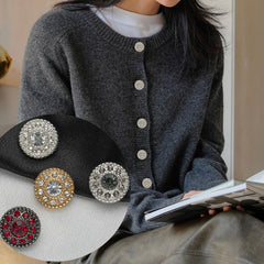 7 Pack Alloy Rhinestone Round Buttons for DIY Crafts and Clothing