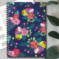 Floral Spiral Notebook Journal Pink & Purple Flowers 100 Pages