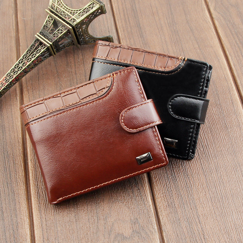 Men's Crocodile Style PU Leather Wallet With Zipper Card Slots