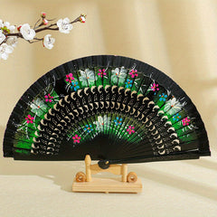 Double Sided Painted Floral Folding Fan for Women