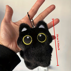 3pcs Soft Cat Plush Toy with Yellow Eyes Mixed Colors Small Pendant Pillow