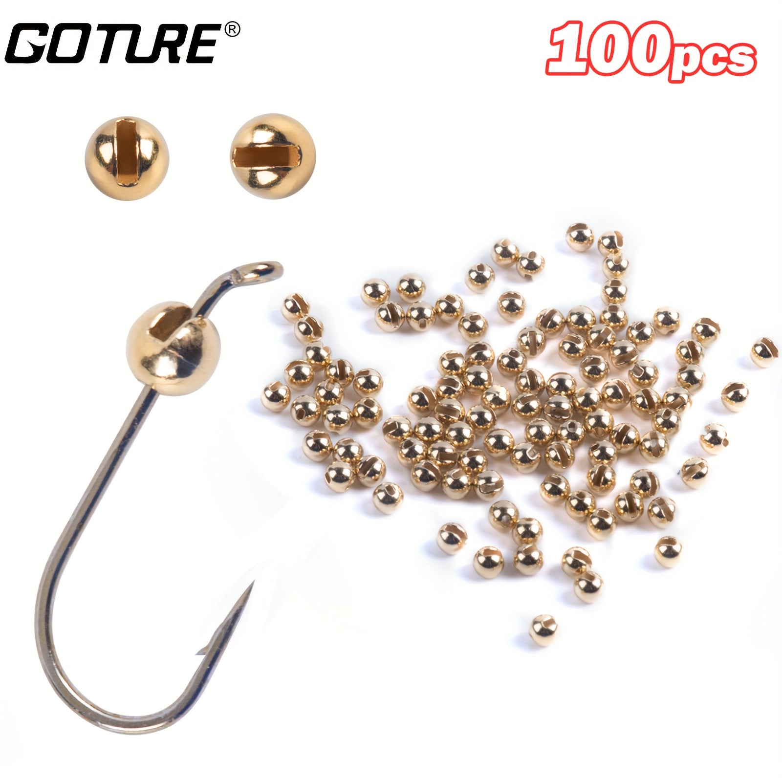 100Pcs Tungsten Fly Tying Beads High Golden Pore Beads Fishing Tackle