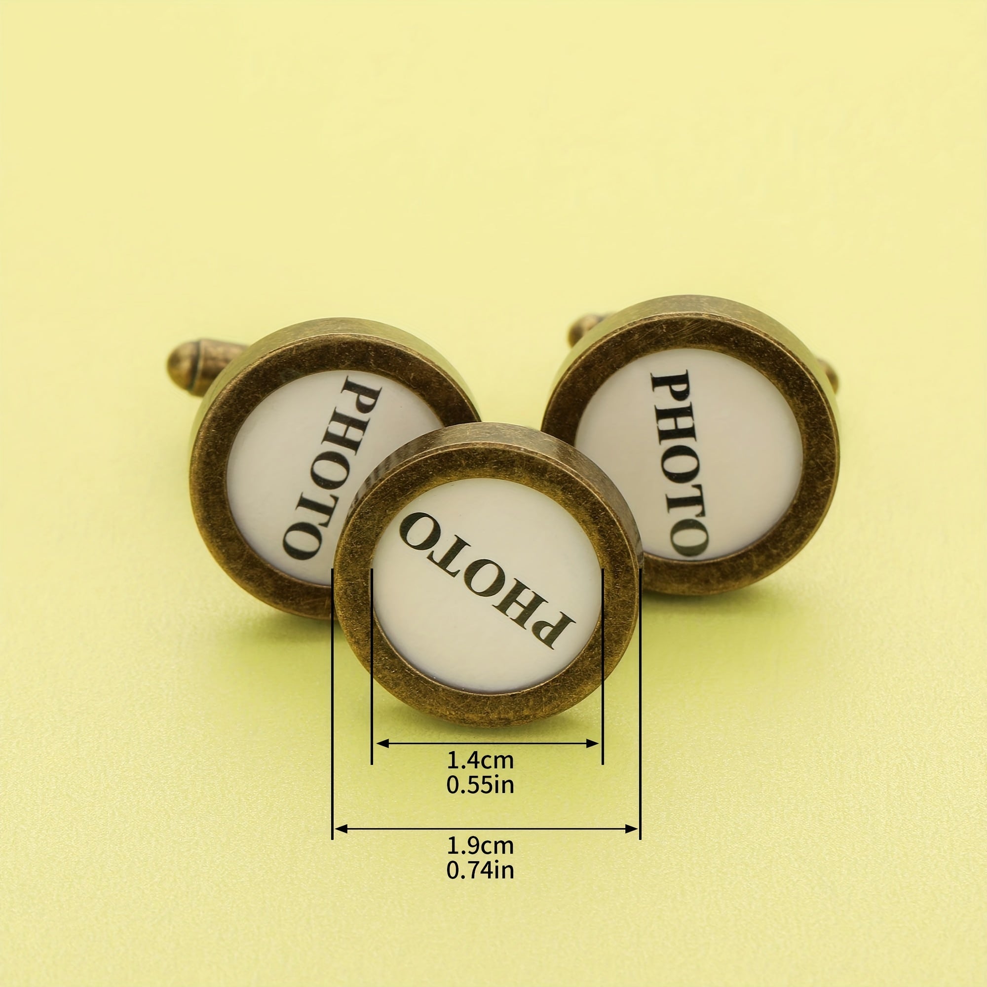 1 Pair Round Photo Cuff Links Settings Antiqued Bronze DIY Bezel Keepsake