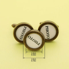 1 Pair Round Photo Cuff Links Settings Antiqued Bronze DIY Bezel Keepsake
