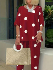  Polka Dot Tee & Pants 2pcs Set