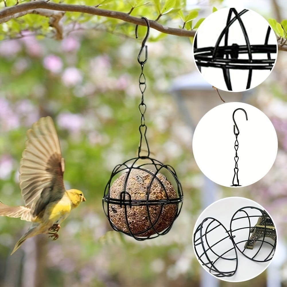 Metal Bird Feeder Ball Shape Hanging Feeder Outdoor Garden Backyard Birding