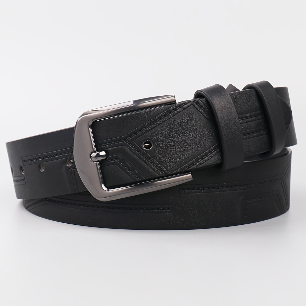 Men's Thread Alloy Needle Buckle PU Belt