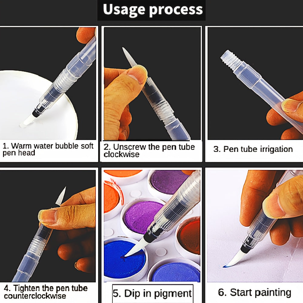 20 Pack Nylon Brushes with Water Storage Pen Set for Acrylic Watercolor Painting