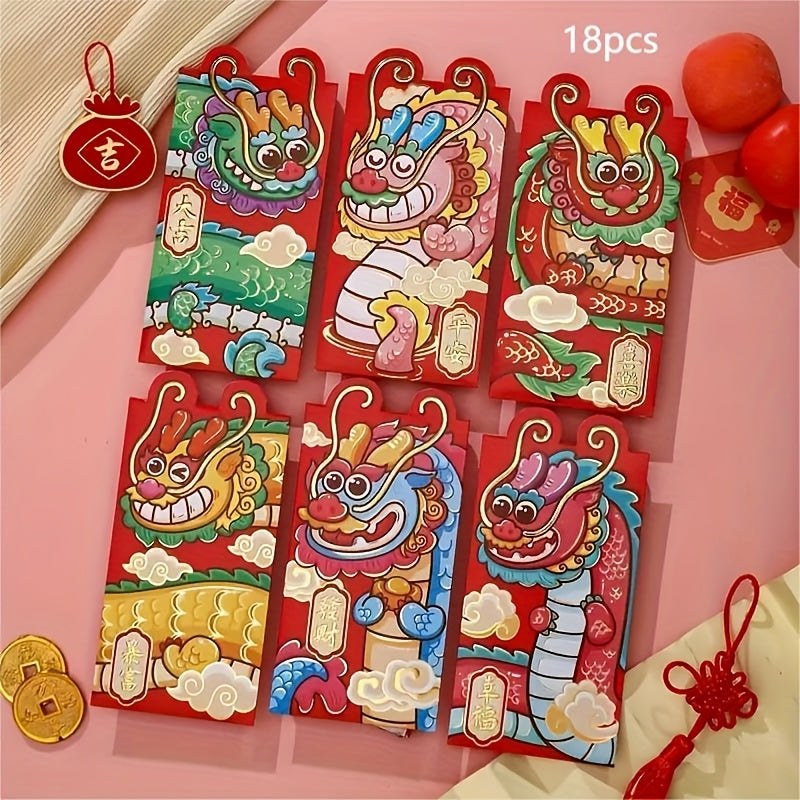18pcs Dragon Year Red Envelope Lucky Universal Red Envelope Spring Supplies