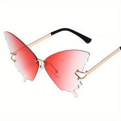 Rimless Butterfly Sunglasses Gradient Lens UV400