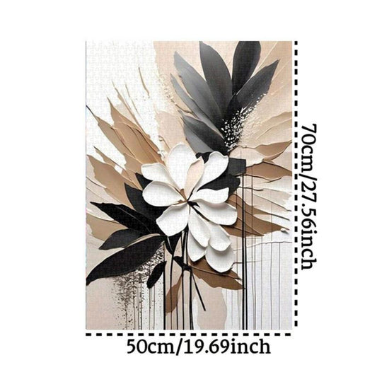 3D Brushstroke Puzzle with Petals and Brown Leaves - Home Decor Decompression