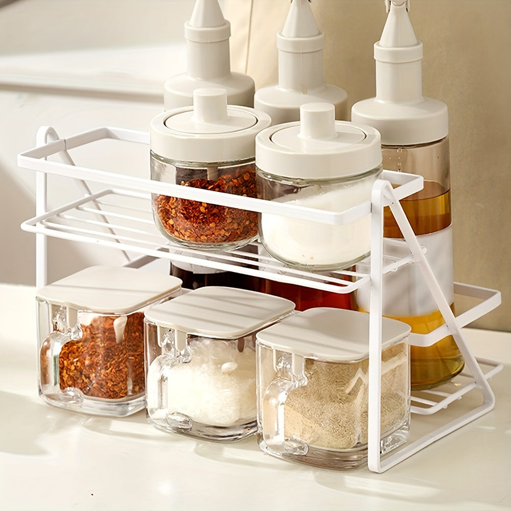 1pc Kitchen Seasoning Storage Rack Iron Art Countertop Storage Rack