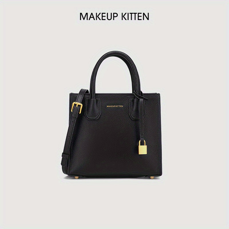 Letter Graphic Lock Crossbody Bag Top Handle Purse For Women