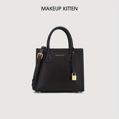 Letter Graphic Lock Crossbody Bag Top Handle Purse For Women