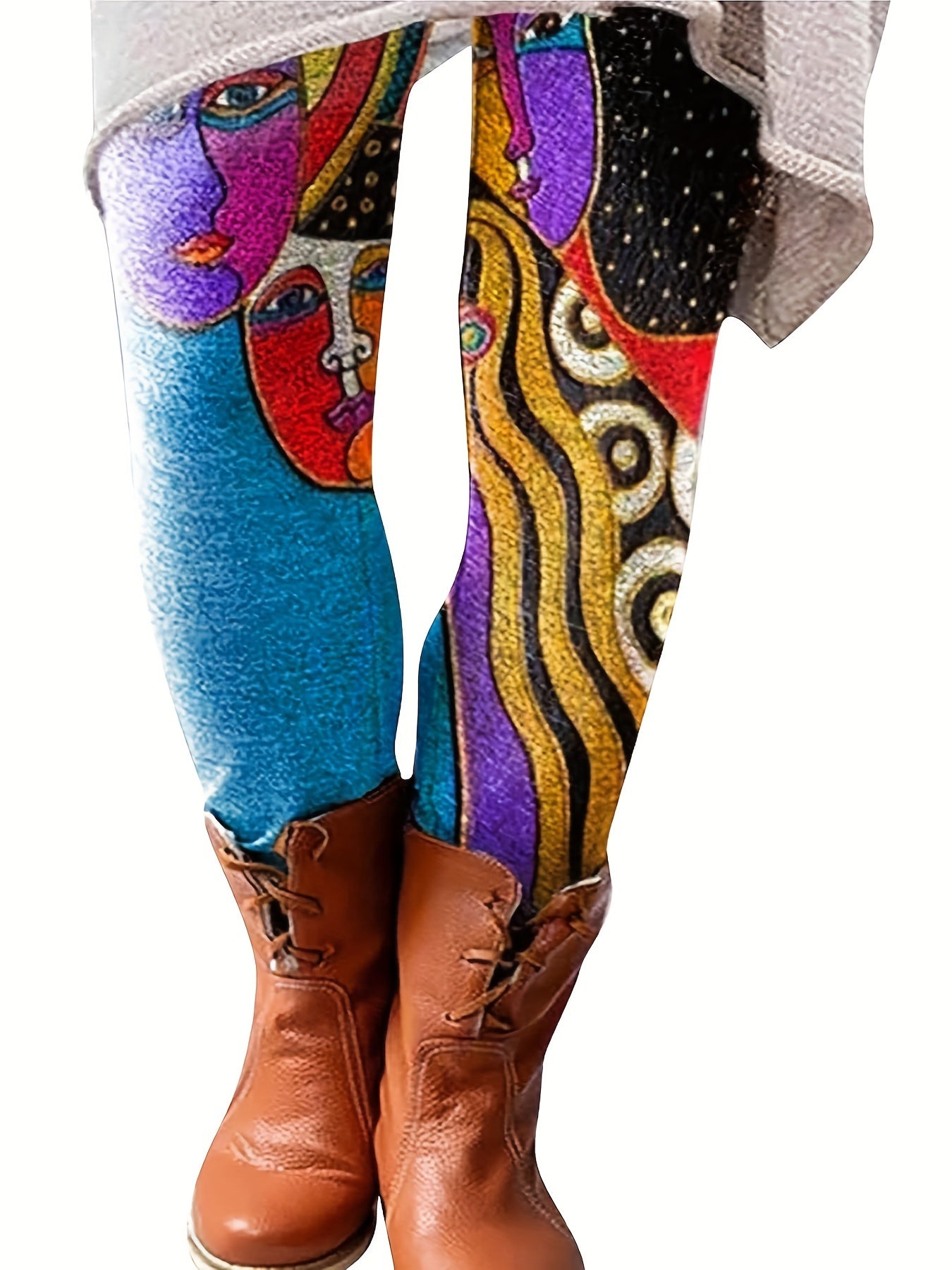  Graphic Print High Rise Skinny Trousers