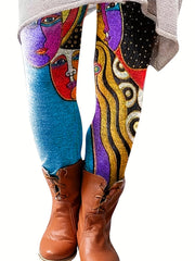  Graphic Print High Rise Skinny Trousers