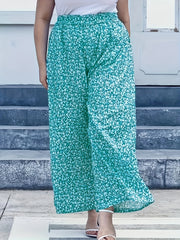  Boho Pants Women's Plus Floral Print Wide Leg Pants