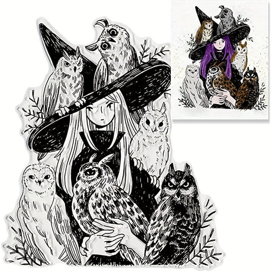 Halloween Witch Owl Stamps for DIY Scrapbooking